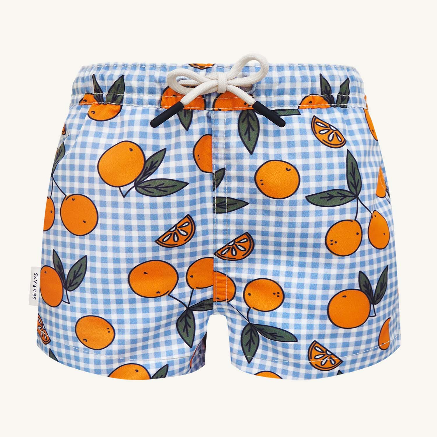 Men UV Swim Short Corsica - orange blue gingham