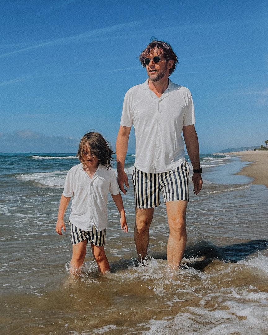 Men UV Swim Short Sorrento - navy yellow stripes