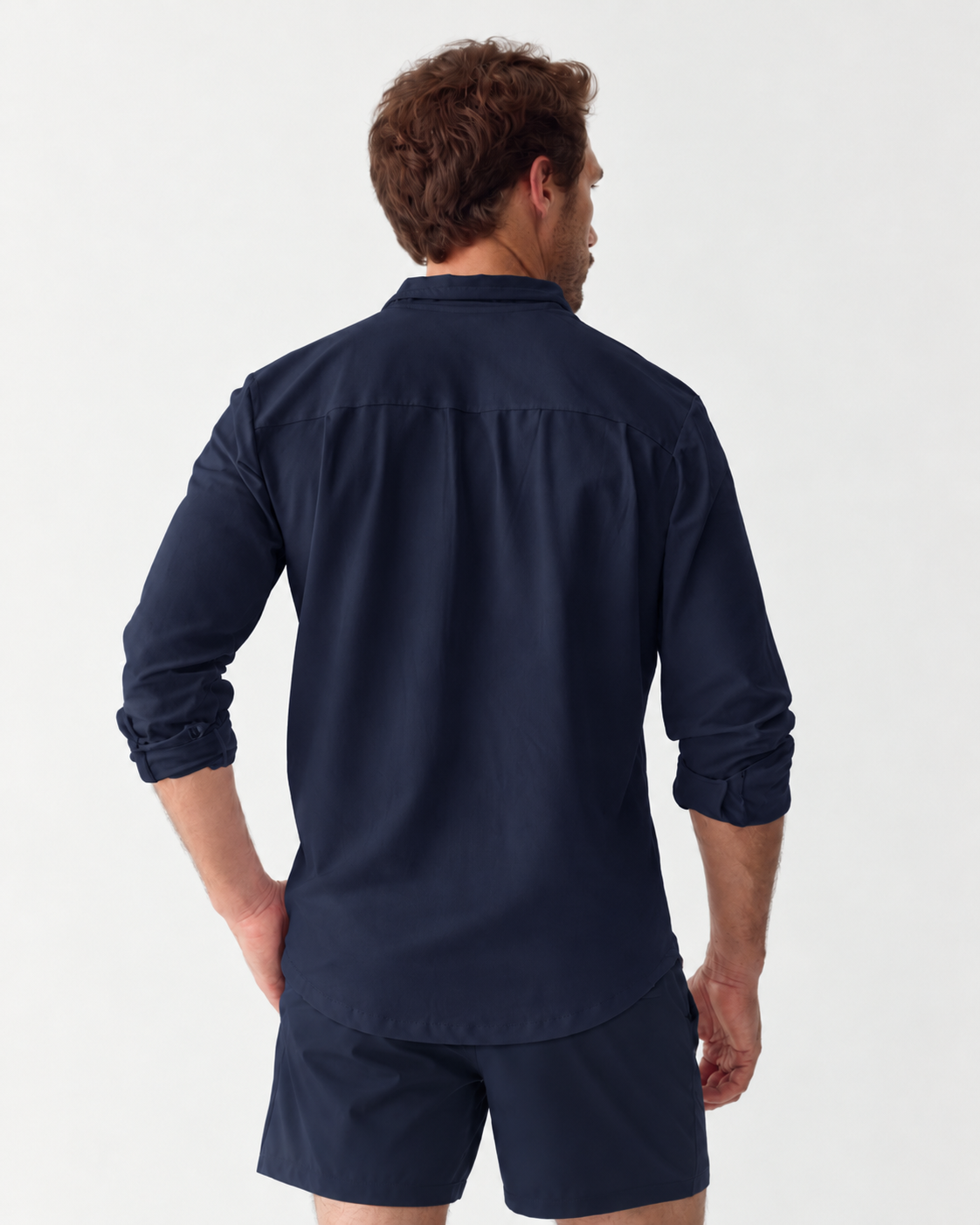 Men UV Classic Button Shirt Bar Navy
