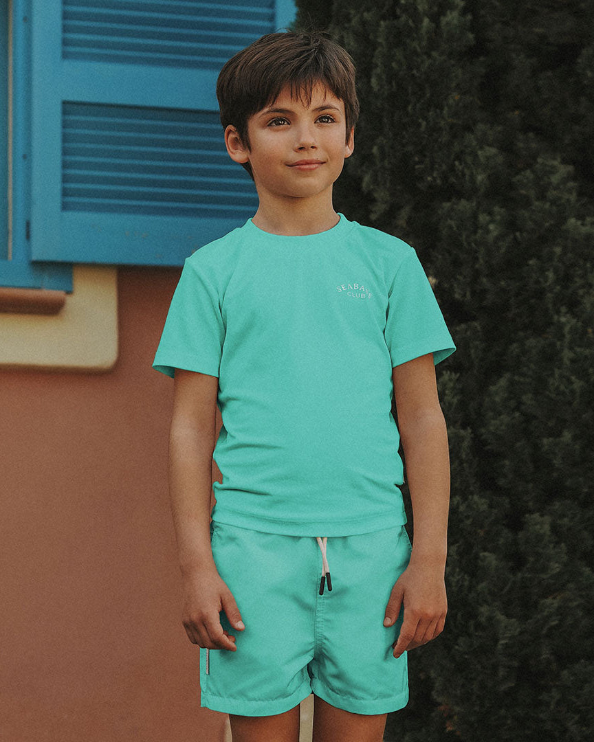 Boys UV Swim Short Neo Mint Green - solid