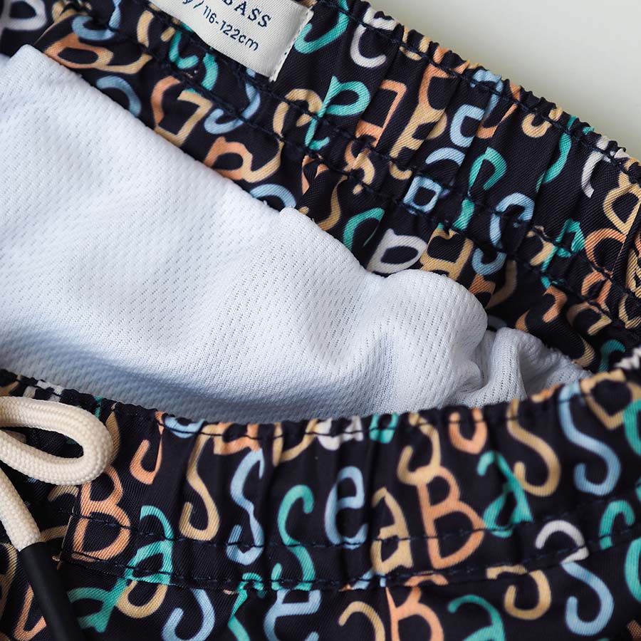 Men UV Swim Short Hollywood - navy logo print