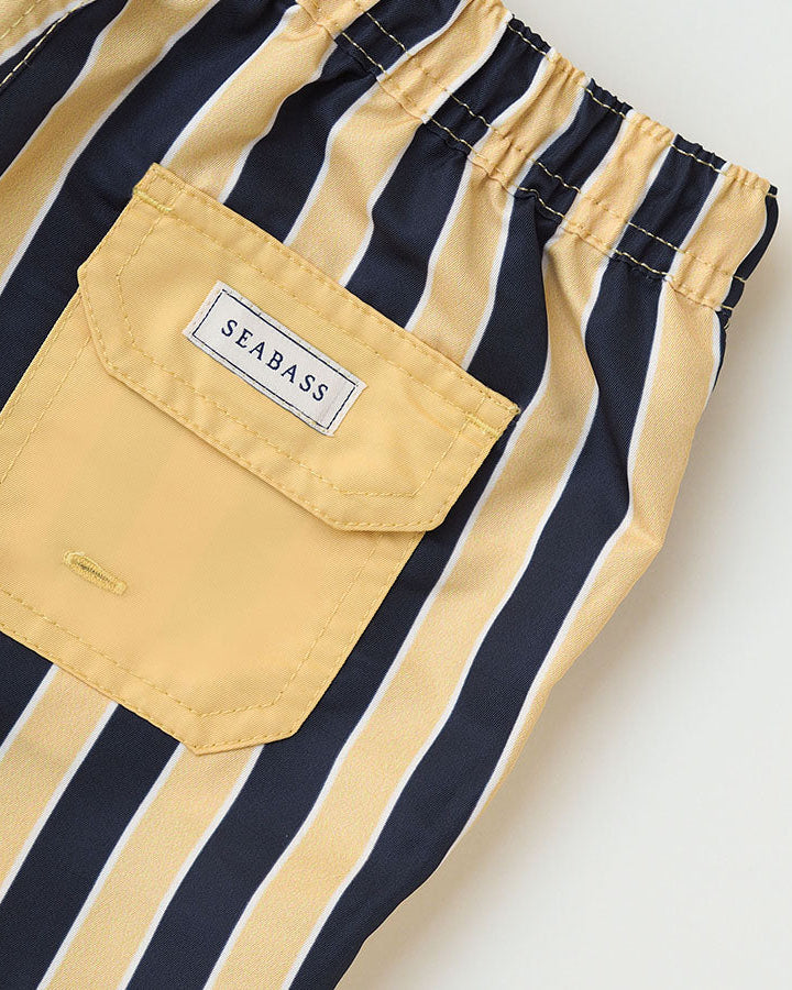 Men UV Swim Short Sorrento - navy yellow stripes