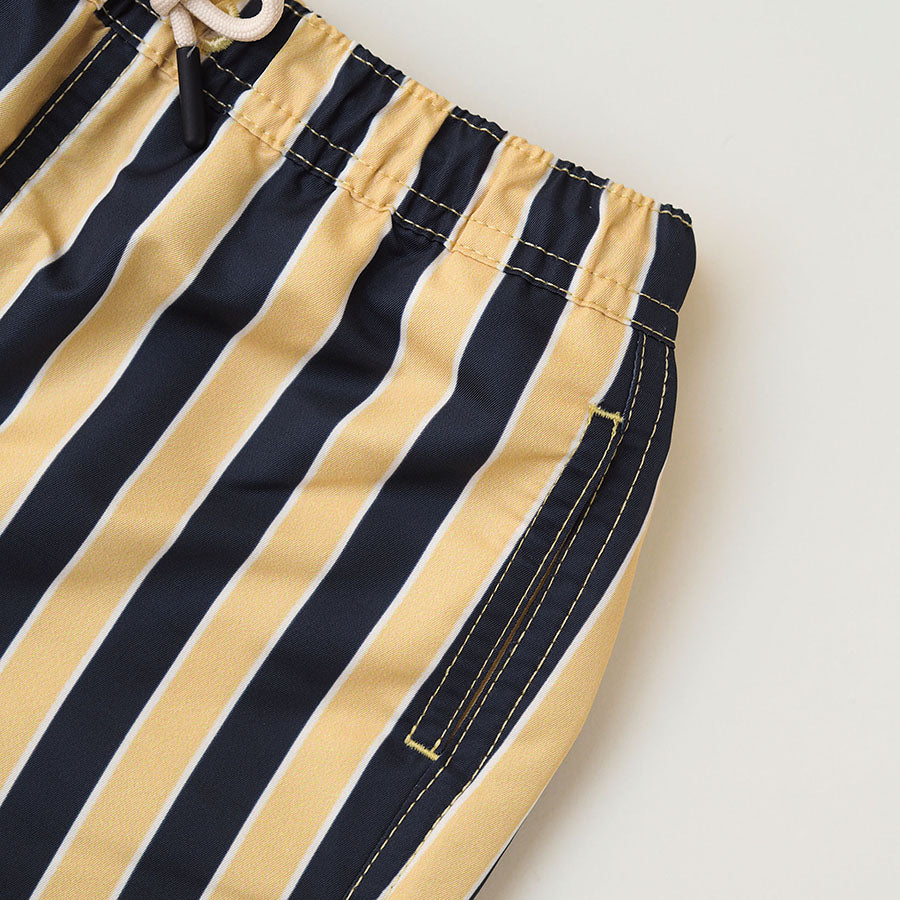 Men UV Swim Short Sorrento - navy yellow stripes