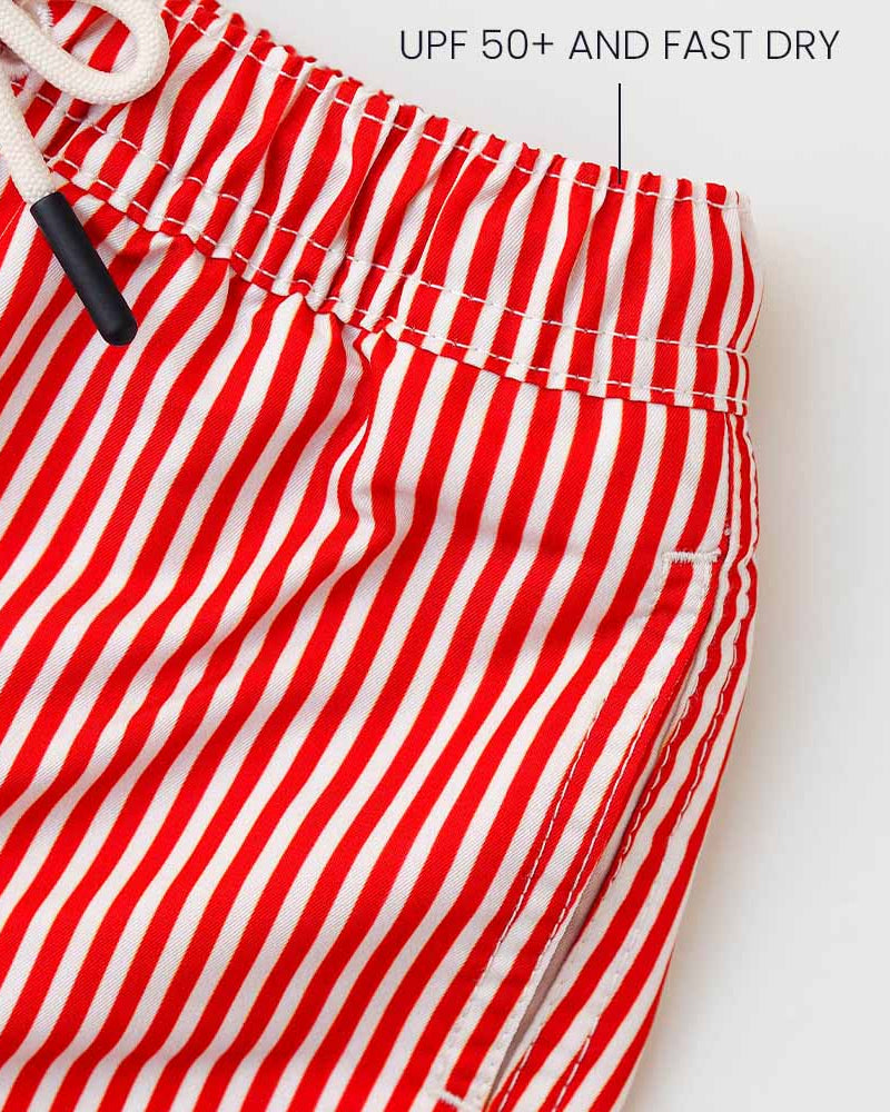 Men UV Swim Short Venice - red stripes