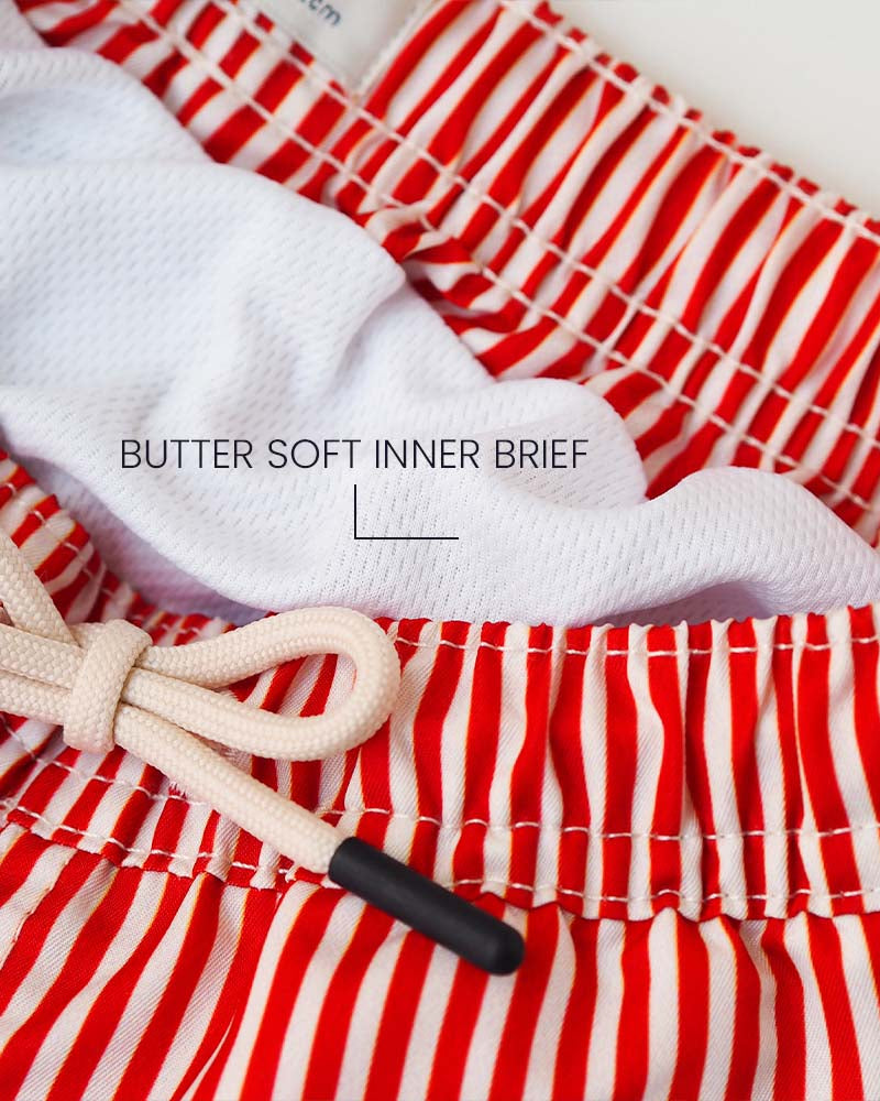 Men UV Swim Short Venice - red stripes