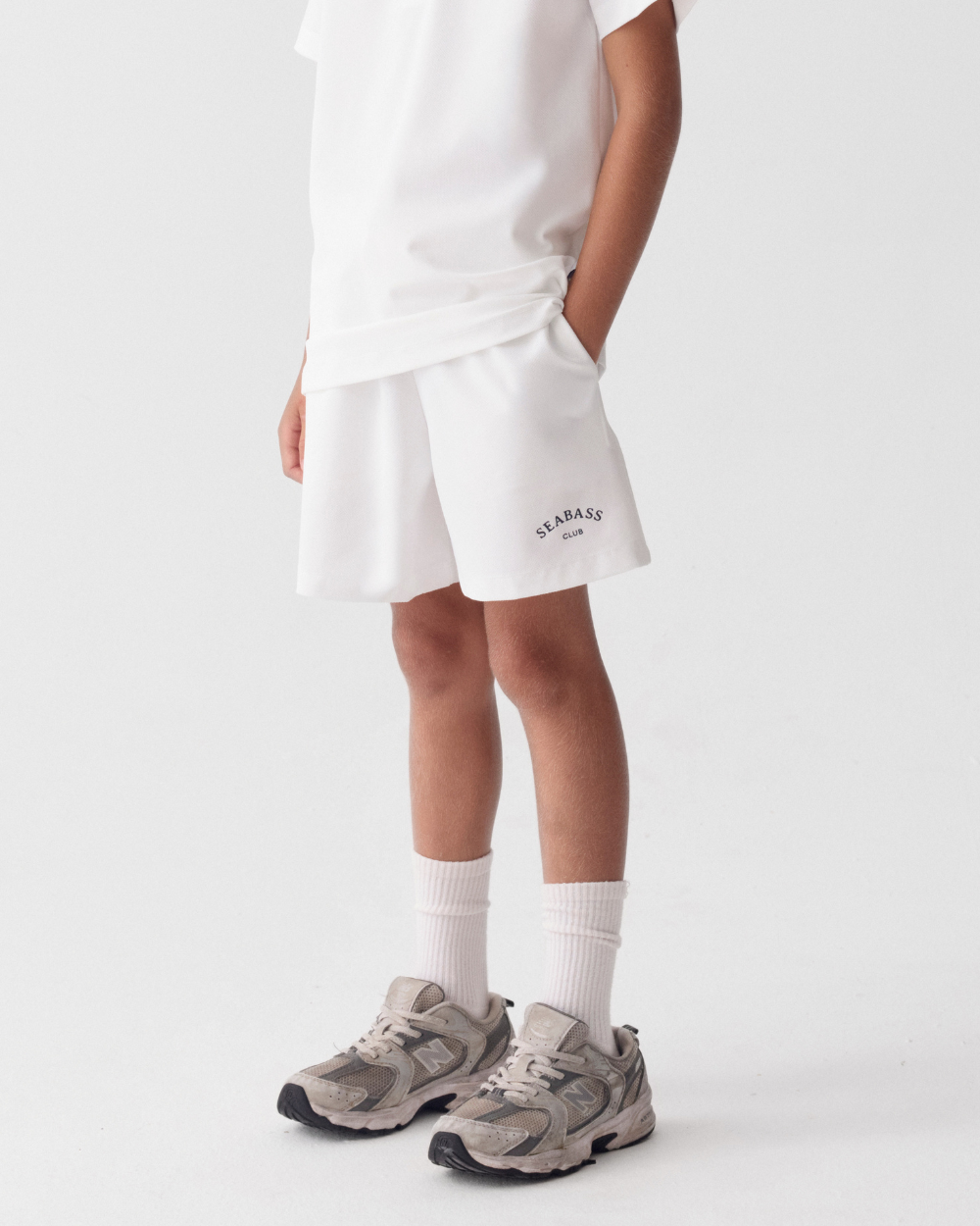Kids UV Active Shorts Club White
