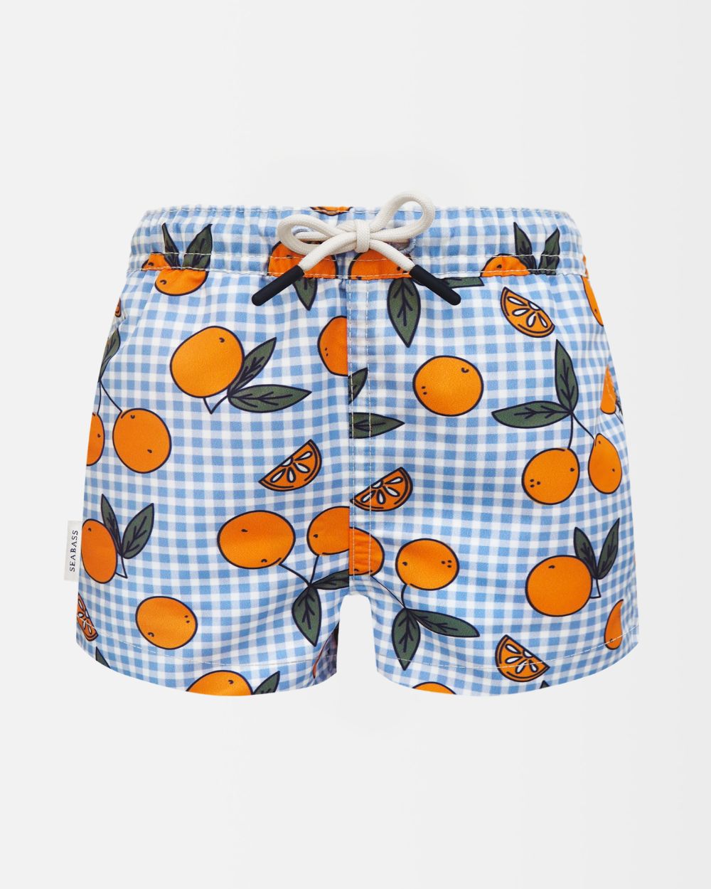 Men UV Swim Short Corsica - orange blue gingham