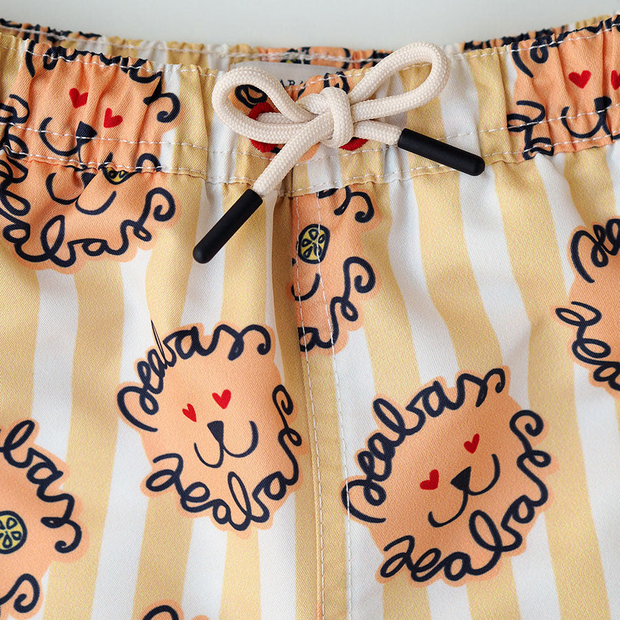 Boy UV Swim Short Leone - lion yellow stripes