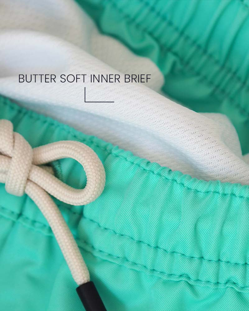 Boys UV Swim Short Neo Mint Green - solid