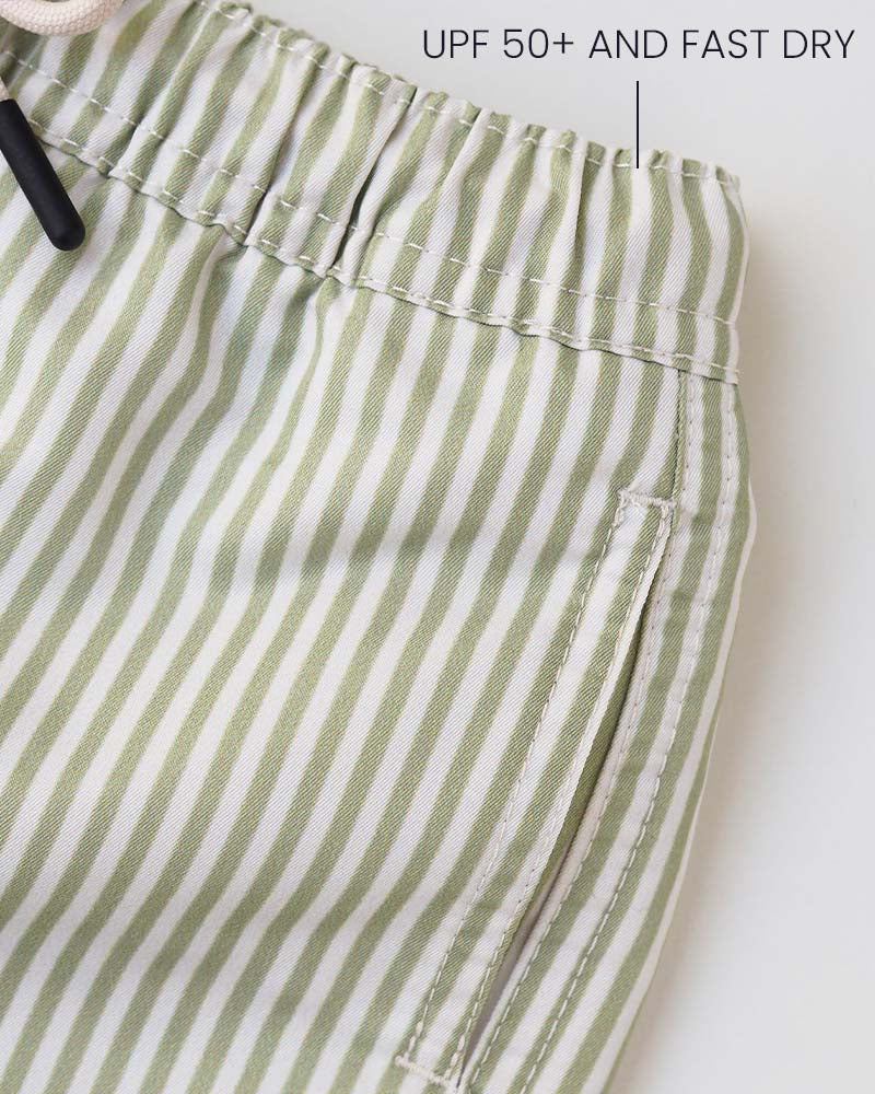 Men UV Swim Short Portofino - green stripes
