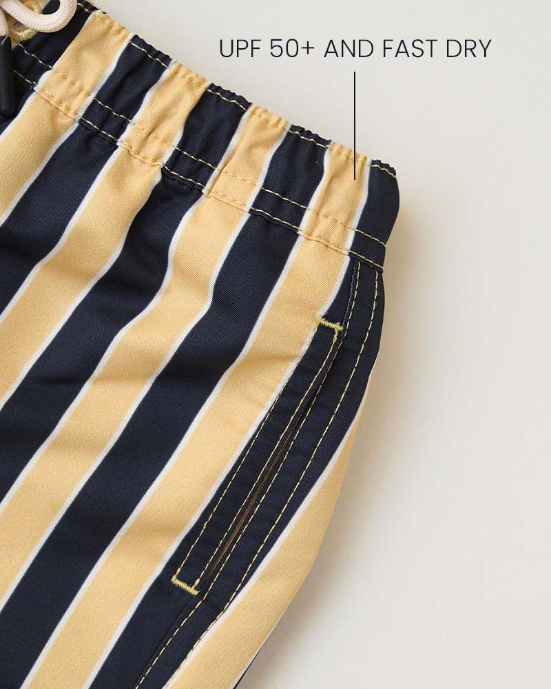 Men UV Swim Short Sorrento - navy yellow stripes